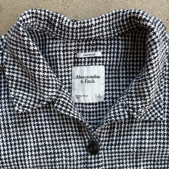 Abercrombie & Fitch Houndstooth Oversized Button Down Shirt Jacket Women's Large - Picture 5 of 7